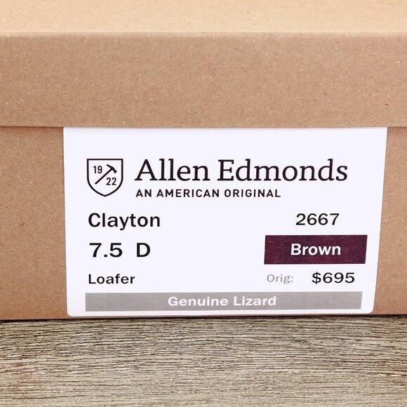 $695 Allen Edmonds CLAYTON Genuine Lizard 7.5 D Brown * add $15 new Trees main image 11